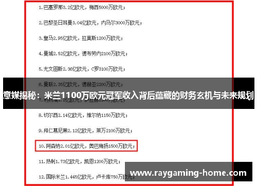 意媒揭秘：米兰1100万欧元冠军收入背后蕴藏的财务玄机与未来规划